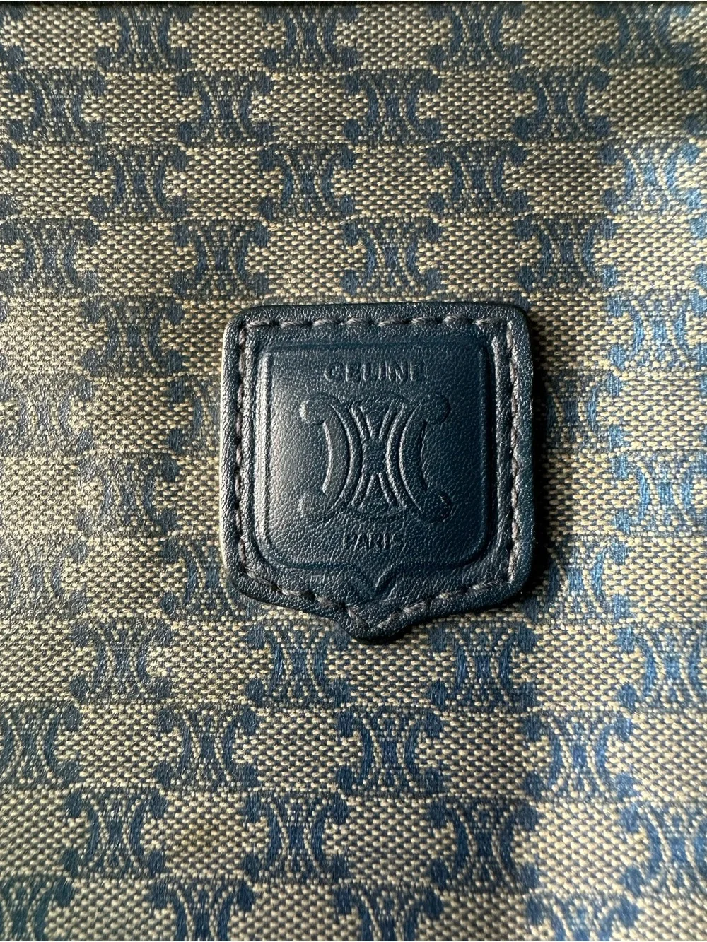 Vintage Celine Navy Macadam Monogram Toiletry Pouch Clutch